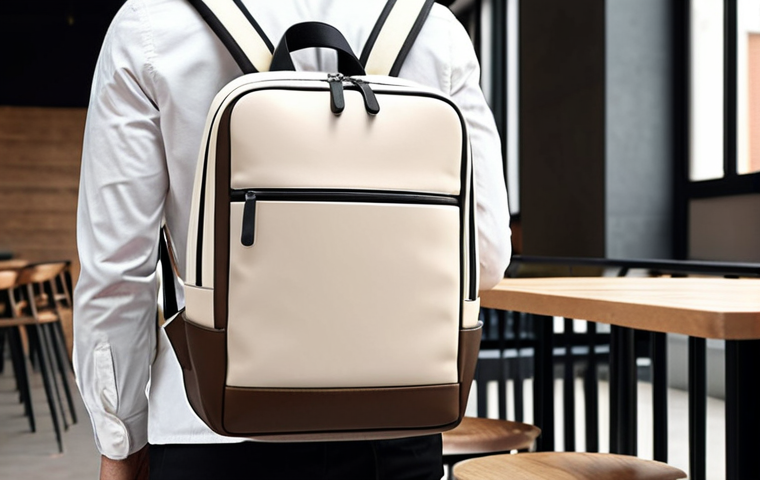 **
A stylish and minimalistic backpack ("Dieter Minimal Backpack") in a neutral color, being used in a modern, professional setting (e.g., a business trip, a coffee shop meeting). Focus on the sleek design and clean lines. The scene should convey a sense of sophistication and efficiency.
**