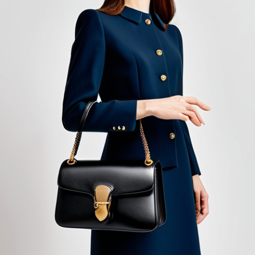 Home 6 A professional woman in elegant, modest business attire is holding a classic black Gucci Jackie 1961 handbag. Her pose is natural, showcasing the bag's iconic smooth lines and distinctive gold-toned piston closure. The high-quality black calfskin leather gleams under soft studio lighting. The setting is a sophisticated, minimalist luxury showroom. perfect anatomy, correct proportions, natural pose, well-formed hands, proper finger count, natural body proportions, professional photography, high quality, safe for work, appropriate content, fully clothed, modest, family-friendly.